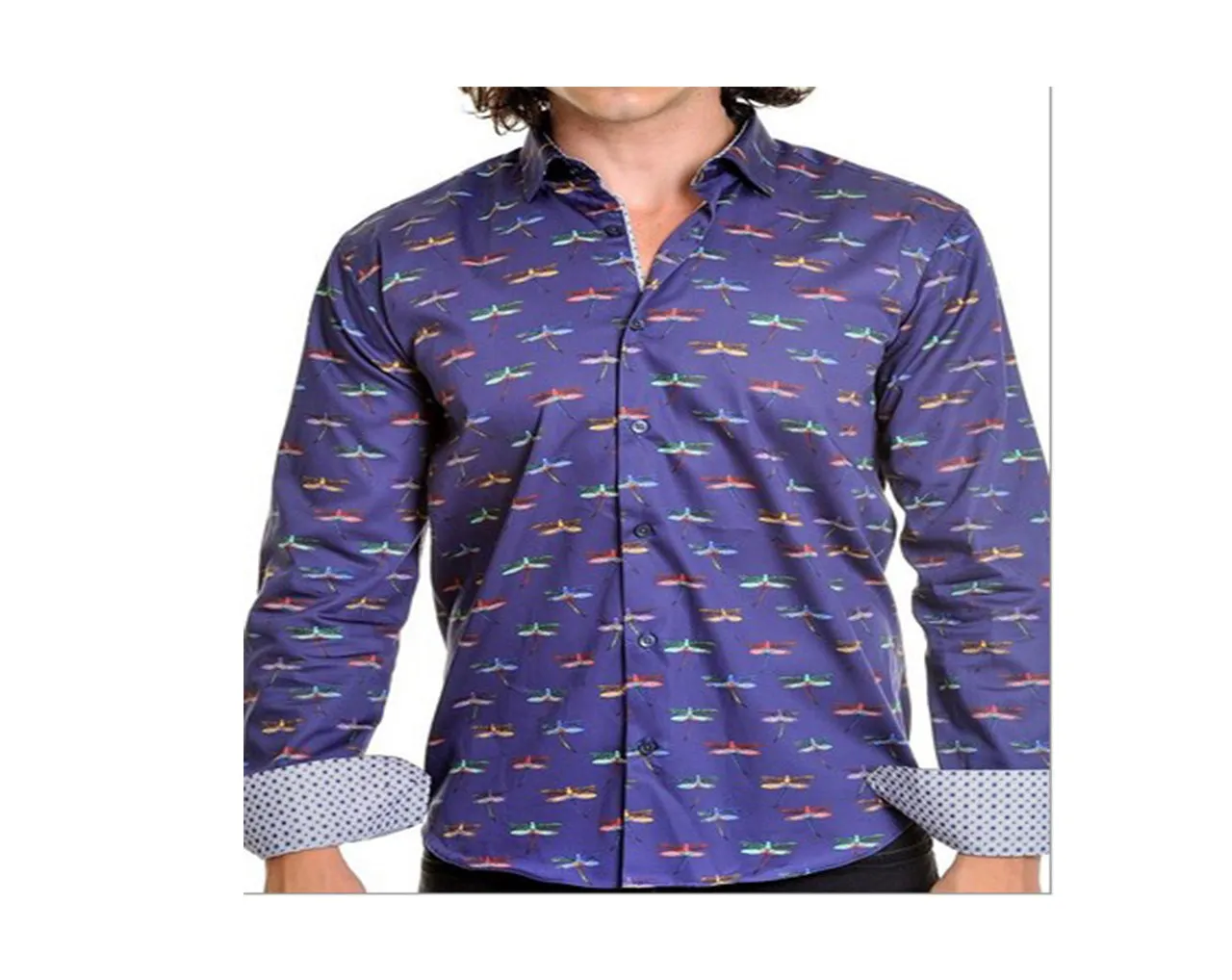 Men's Mizumi | Dragonfly Print Shirt | Purple