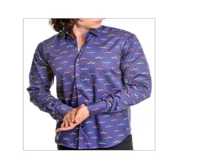 Men's Mizumi | Dragonfly Print Shirt | Purple