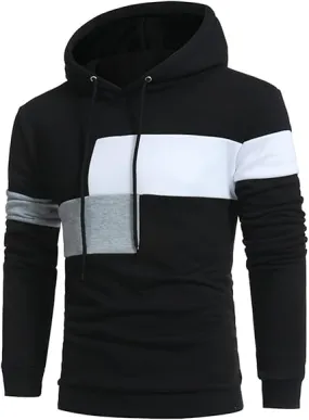 Men's Novelty Color Block Comfortable Pullover Sport Coat Drawstring Hoodie Sport HoodedTracksuit 137375