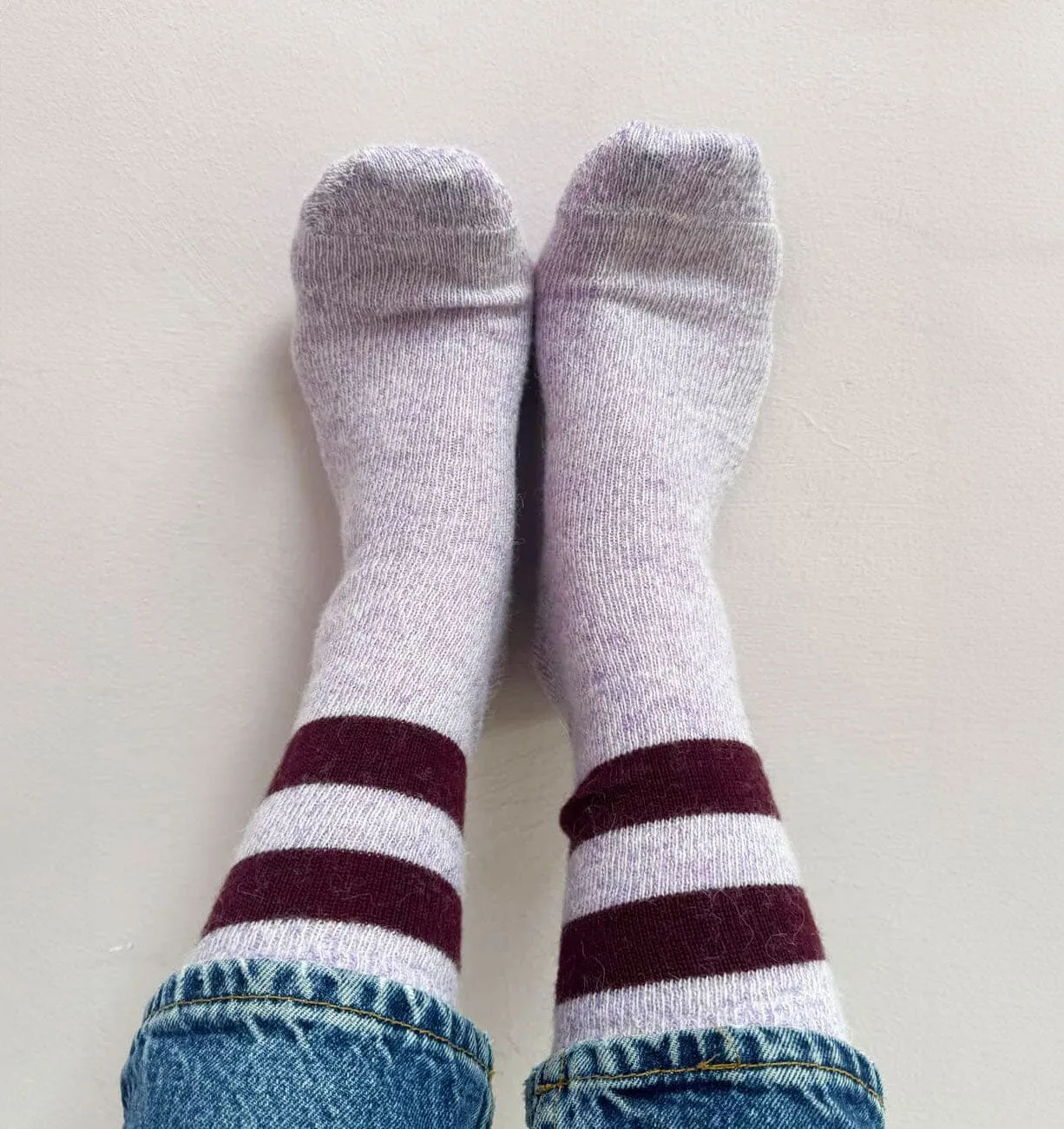 Merino & Alpaca stripe sock [Lilac]