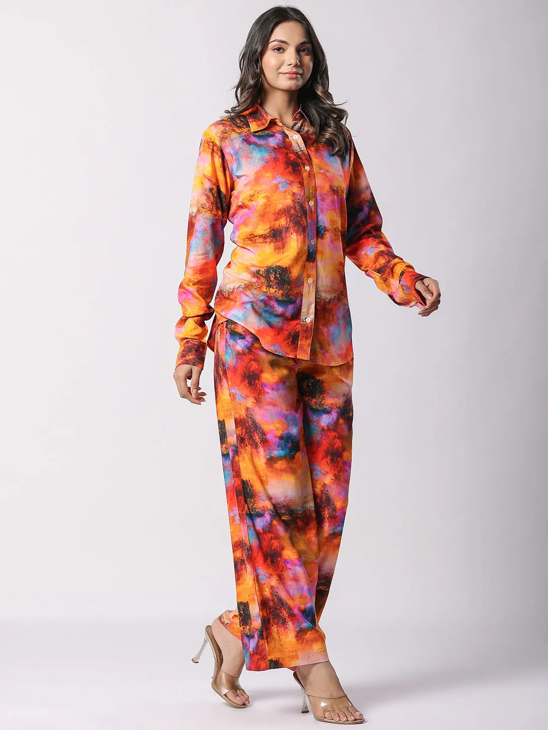 Multi Chromachic-Hue Printed Modal Co-ord Set