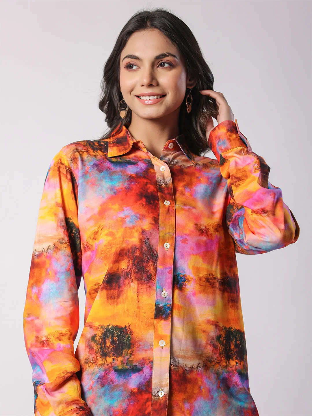 Multi Chromachic-Hue Printed Modal Co-ord Set