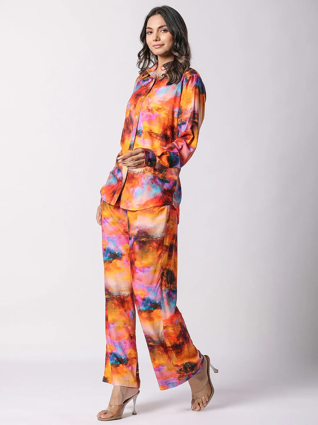 Multi Chromachic-Hue Printed Modal Co-ord Set