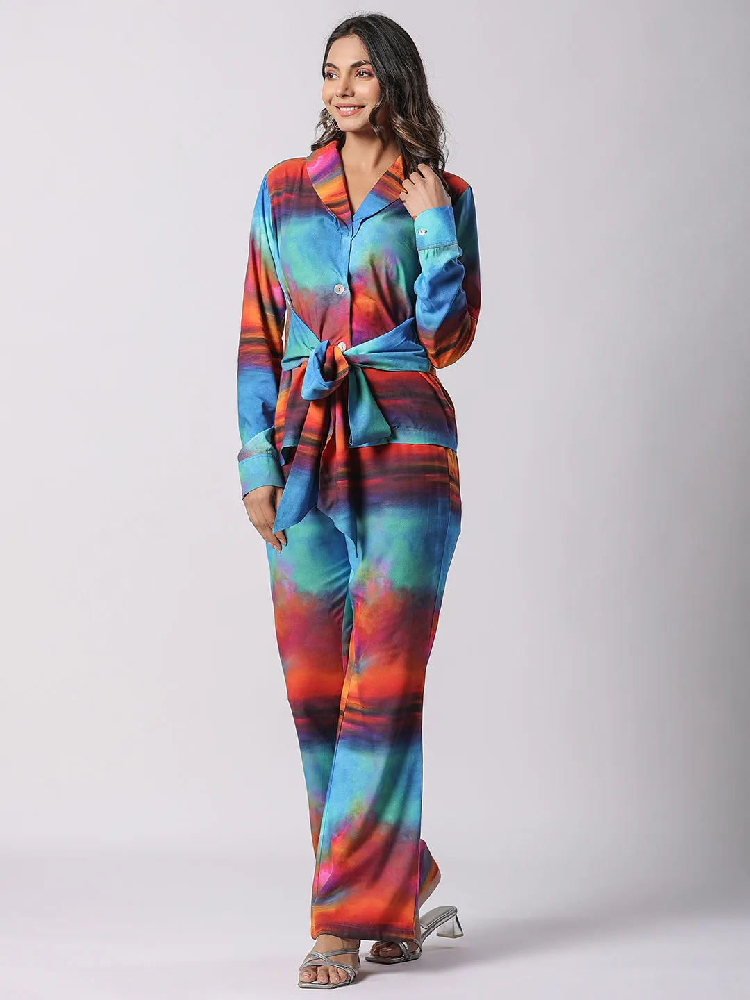 Multi Duet-Delight Designer Printed Modal Co-ord Set