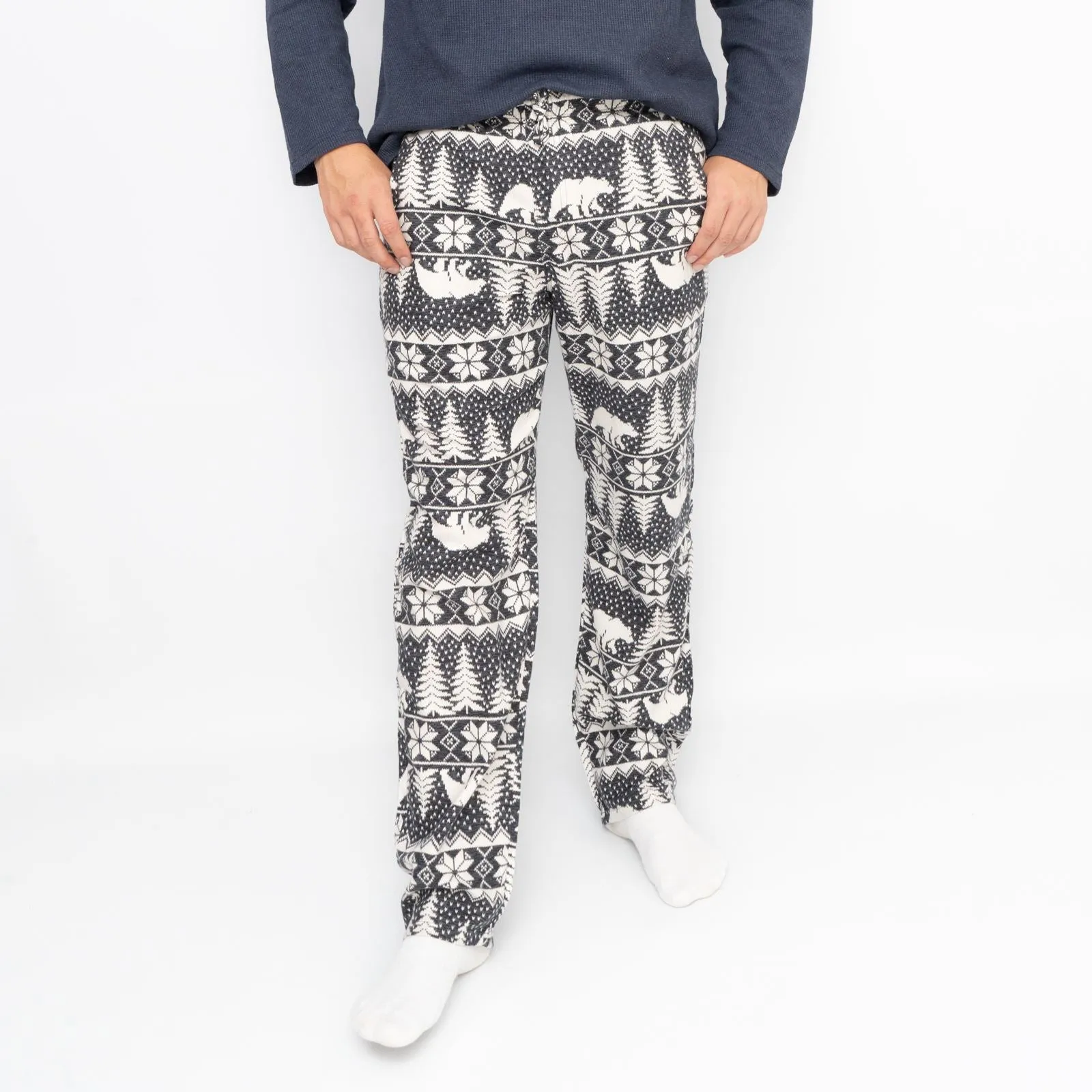 Old Navy Mens Grey Polar Bear Christmas Pyjama Bottoms