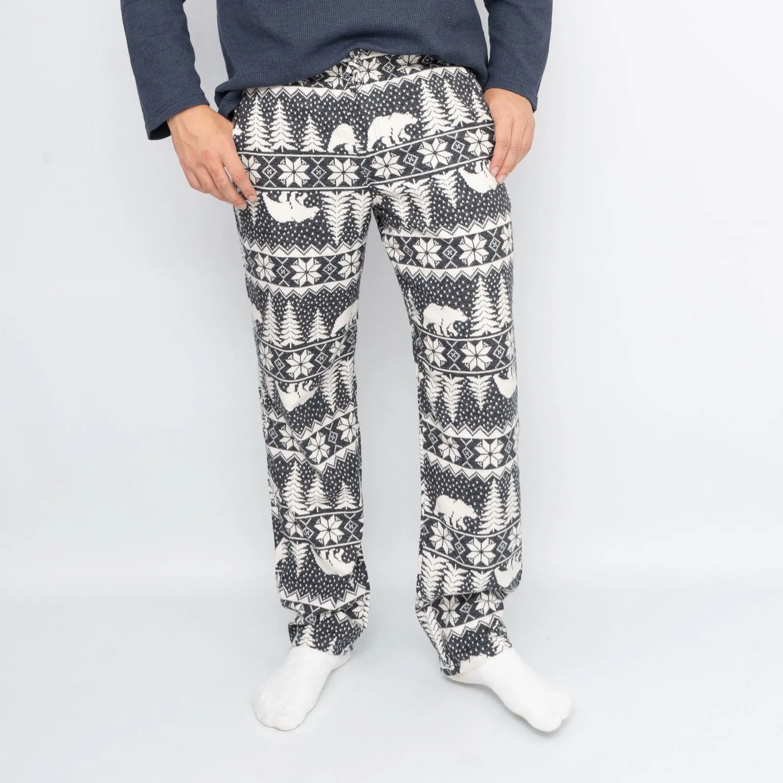 Old Navy Mens Grey Polar Bear Christmas Pyjama Bottoms