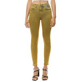 Over Spray Fashion Denim Pants - Yellow