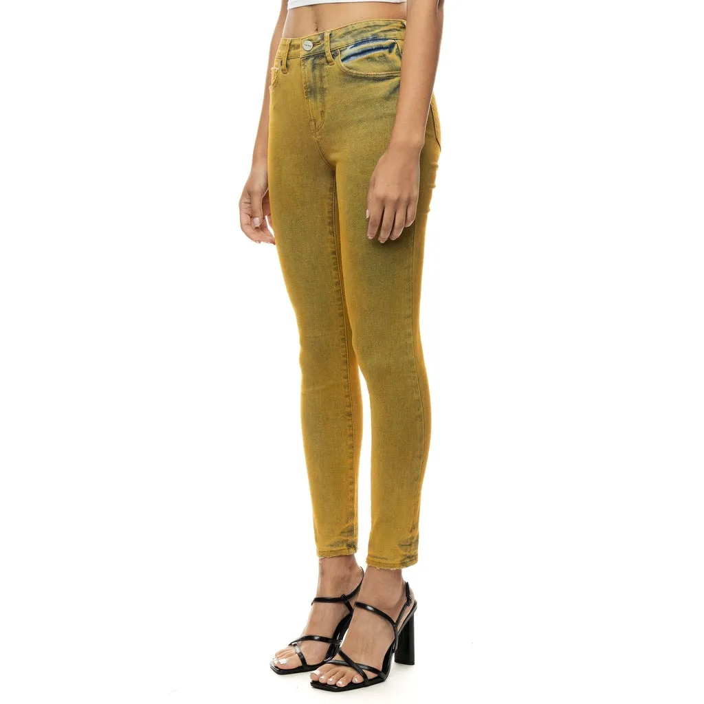 Over Spray Fashion Denim Pants - Yellow