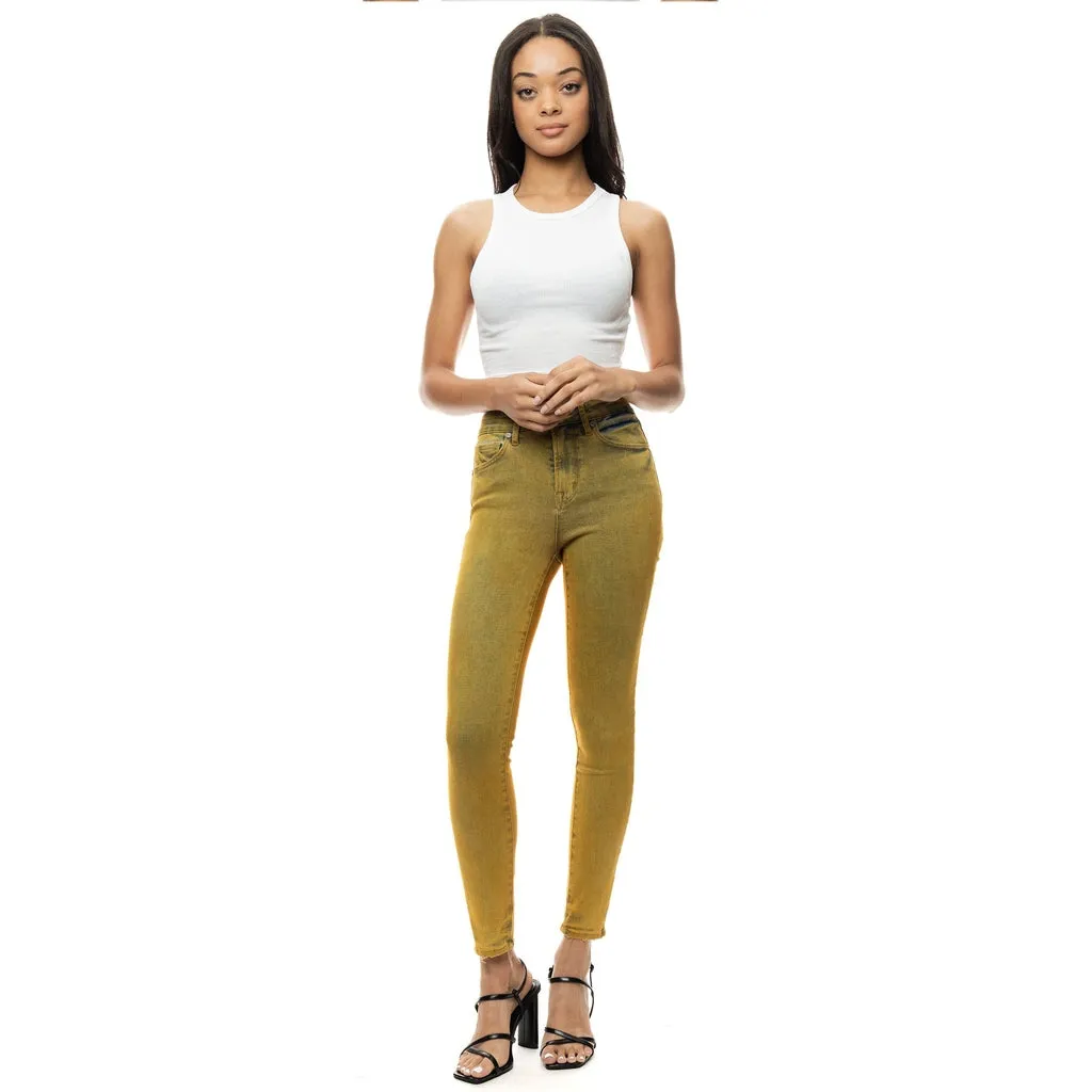 Over Spray Fashion Denim Pants - Yellow