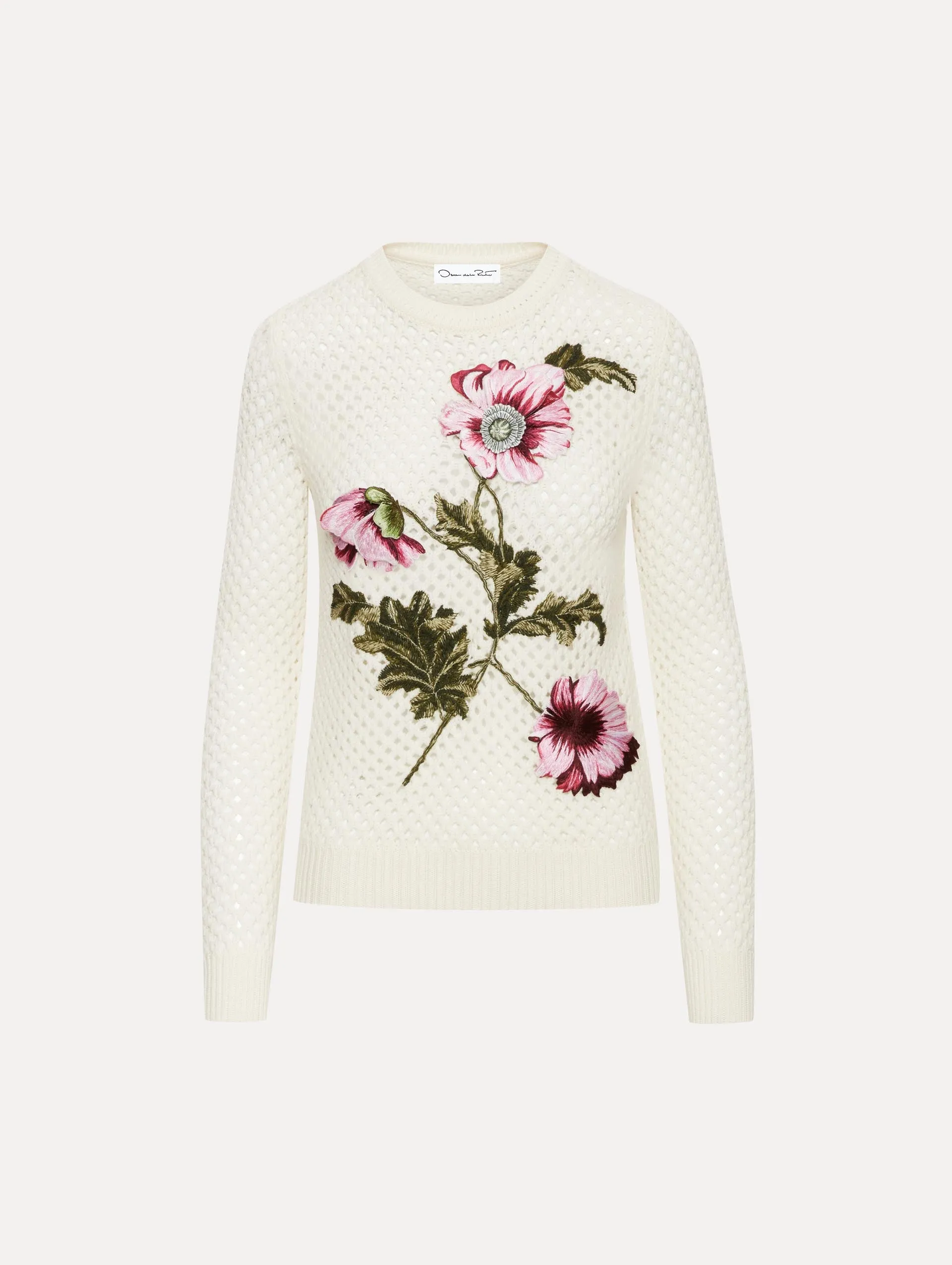 Poppy Embroidered Crochet Pullover