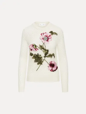 Poppy Embroidered Crochet Pullover