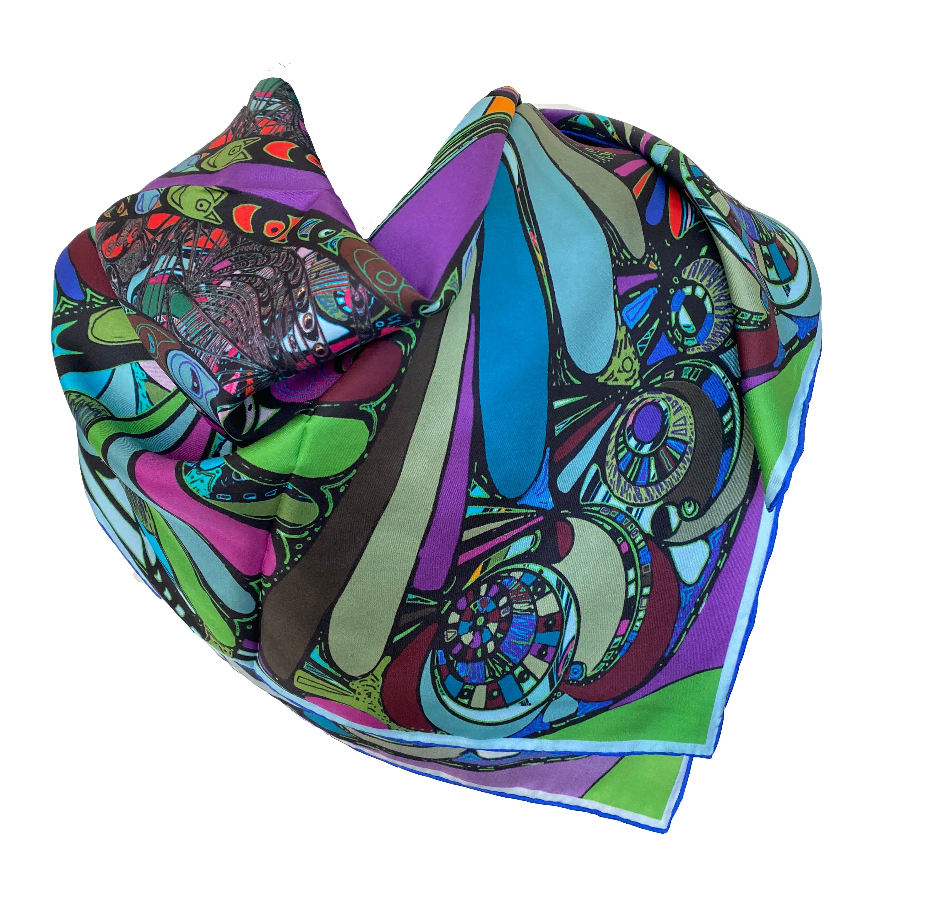 Purple Universe, 110cm Square Silk Scarf