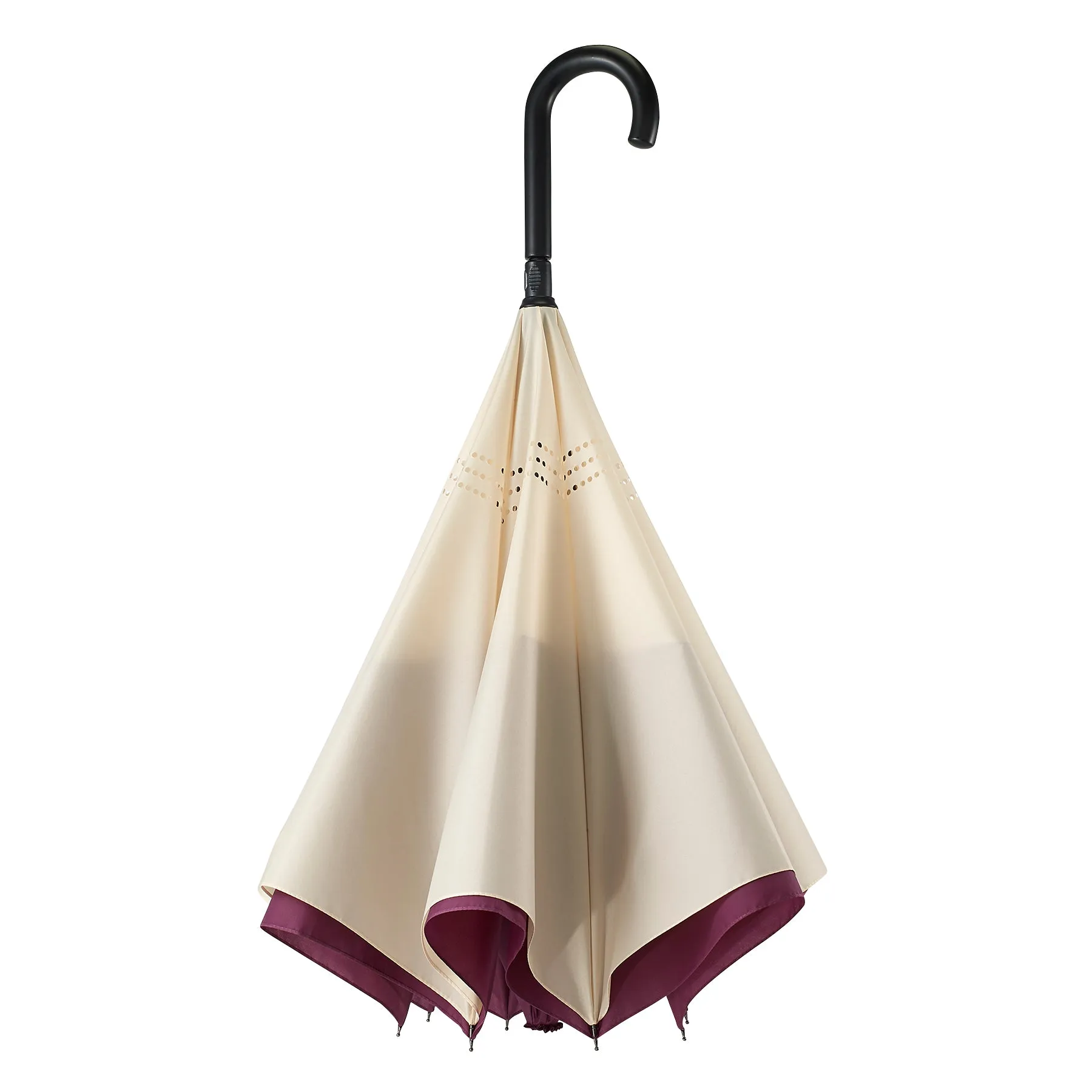Purple/Cream Stick Umbrella Reverse Close
