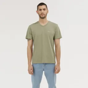 "Cheers" V-Neck Tee (Olive Green)