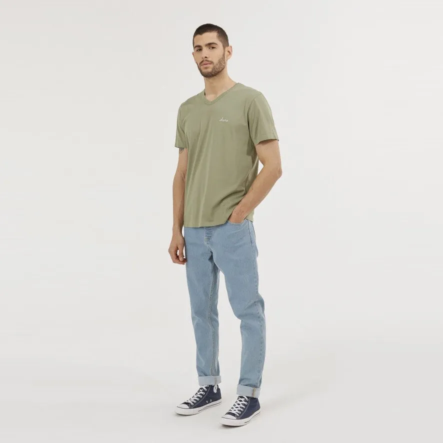 "Cheers" V-Neck Tee (Olive Green)
