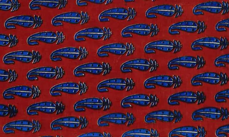 Red Screen Print Kalamkari Inspired Fabric