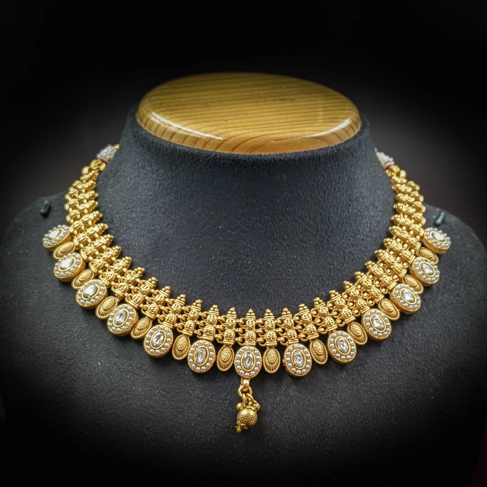 Round Neck Gold Plated Necklace Set 7722-21