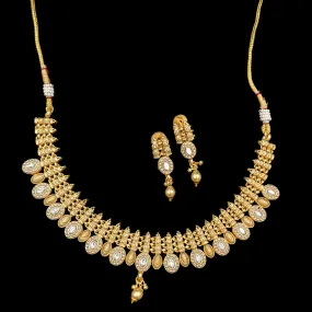 Round Neck Gold Plated Necklace Set 7722-21