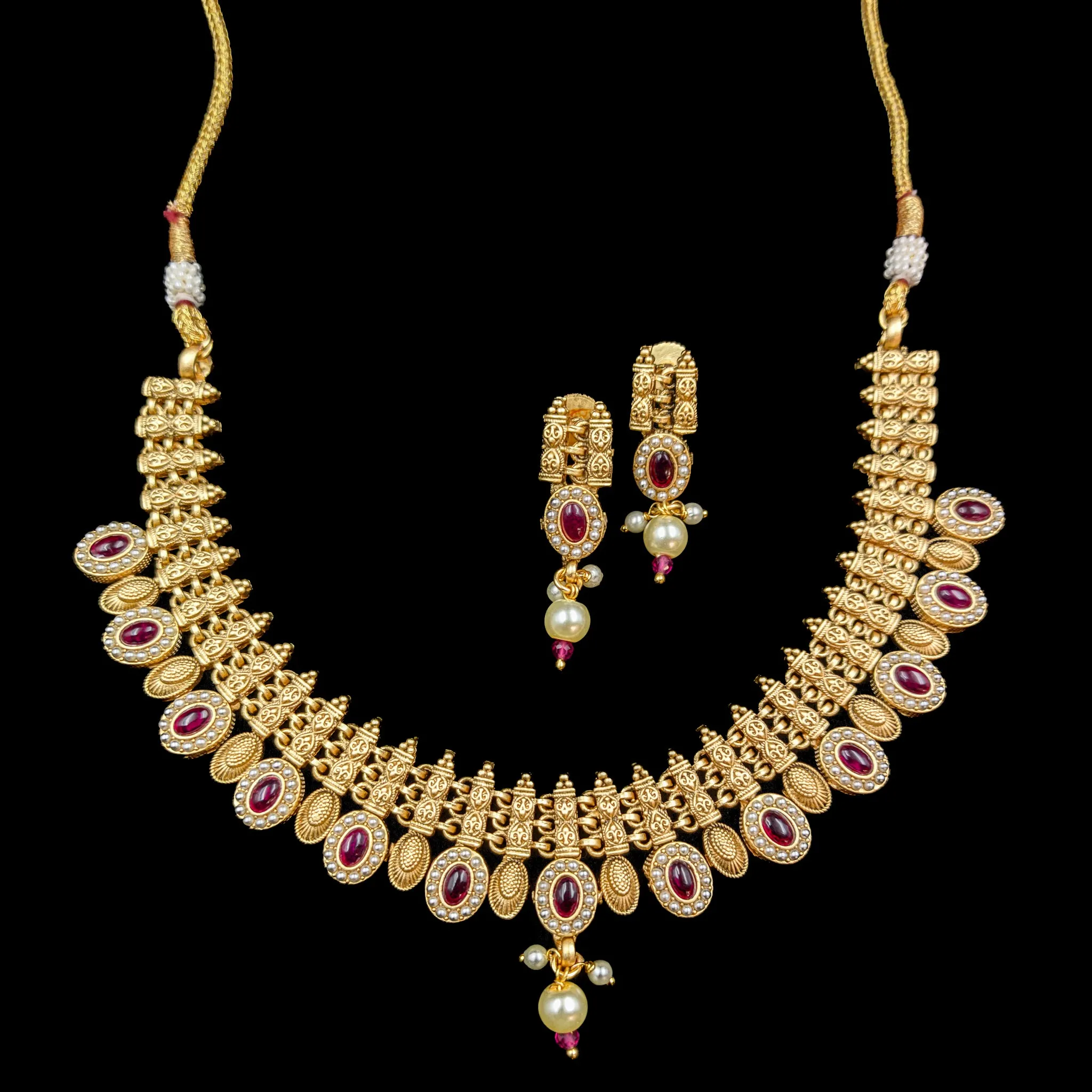 Round Neck Gold Plated Necklace Set 7722-21