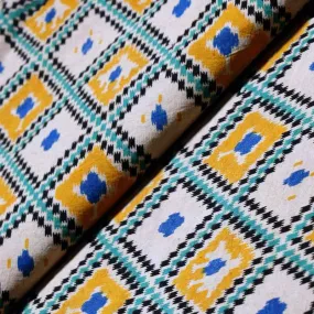 Sea Green Screen Print Kalamkari Inspired Fabric