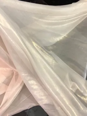 Silk chiffon 54&quot; wide     Ivory gold matalic french silk chiffon fabric sold by the yard