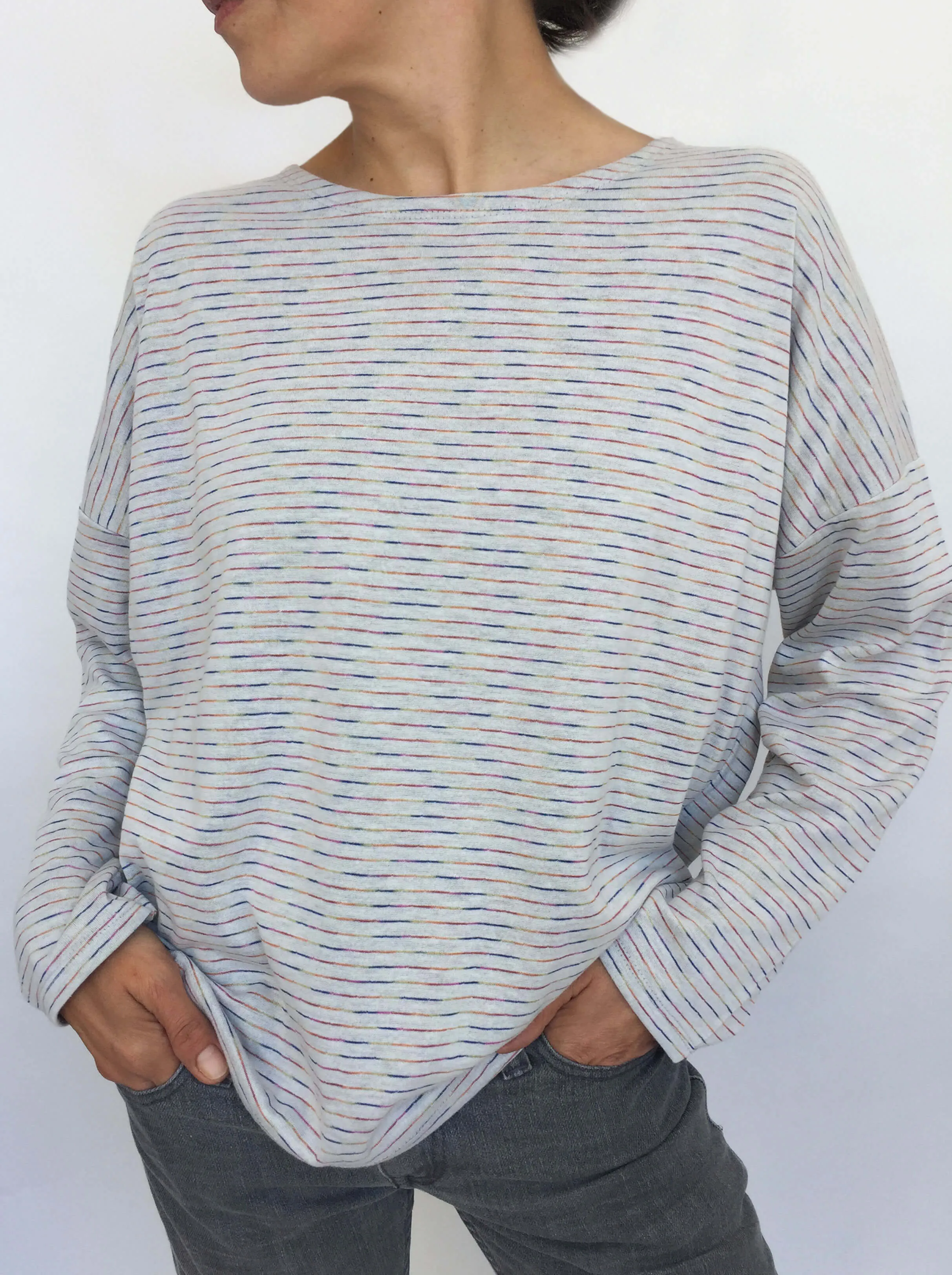 Soft Sweater with Rainbow Stripes
