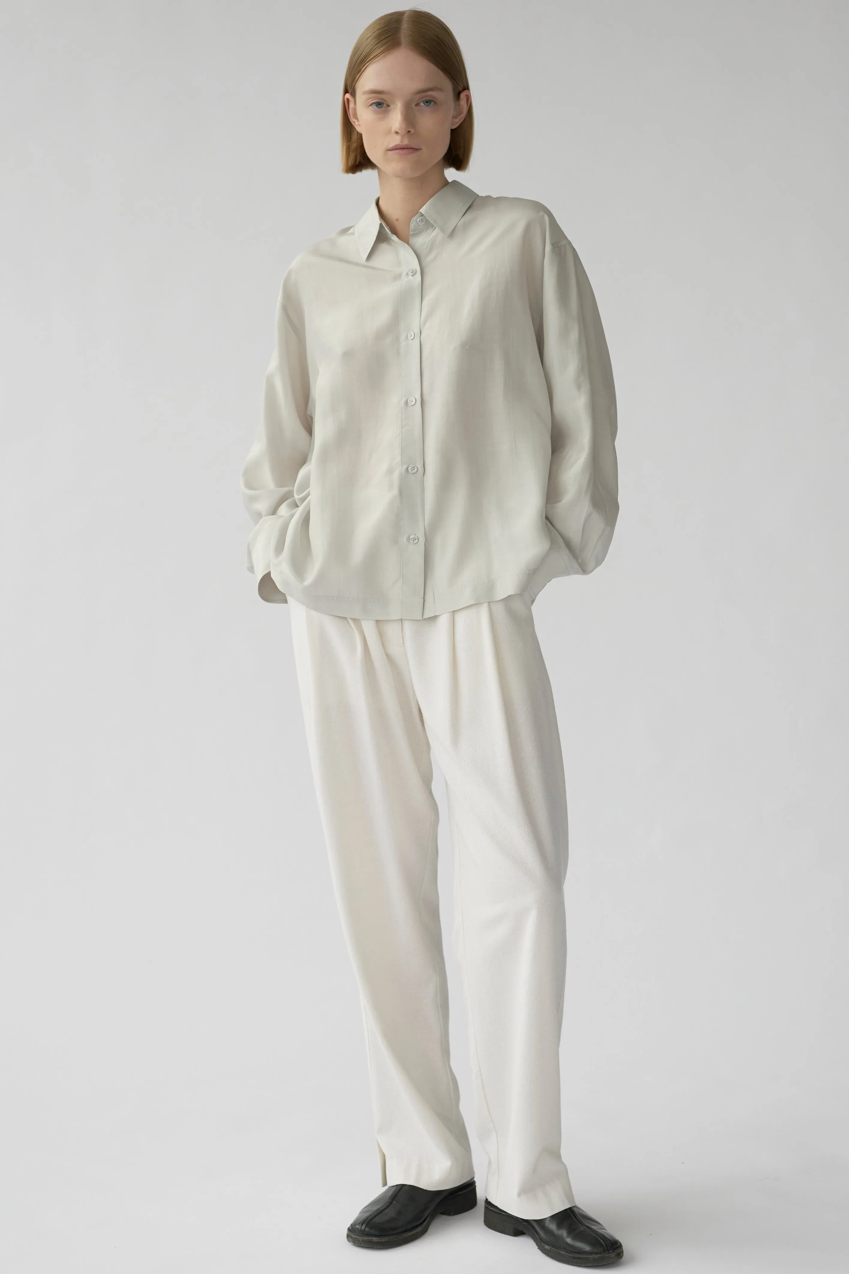 SOPHIE SHIRT - CLOUD GREY - RECYCLED SILK/SILK