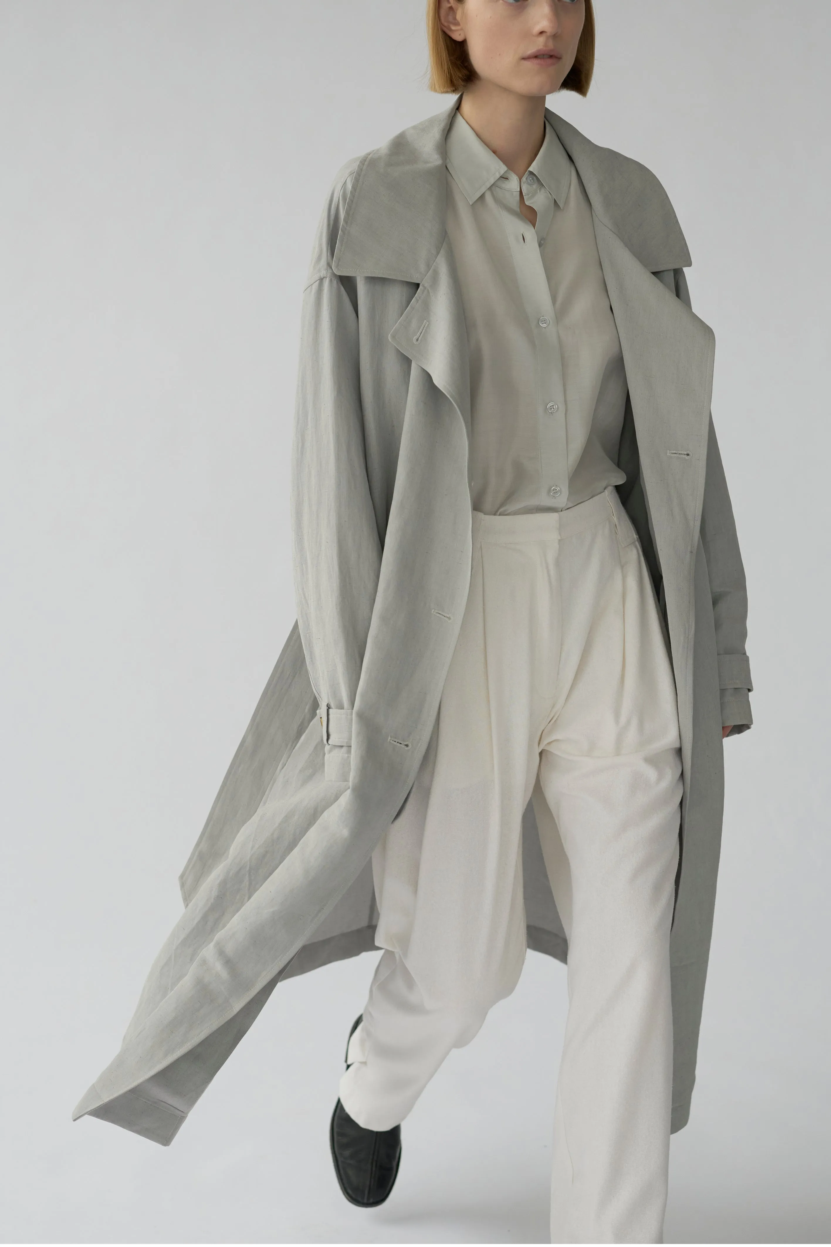 SOPHIE SHIRT - CLOUD GREY - RECYCLED SILK/SILK