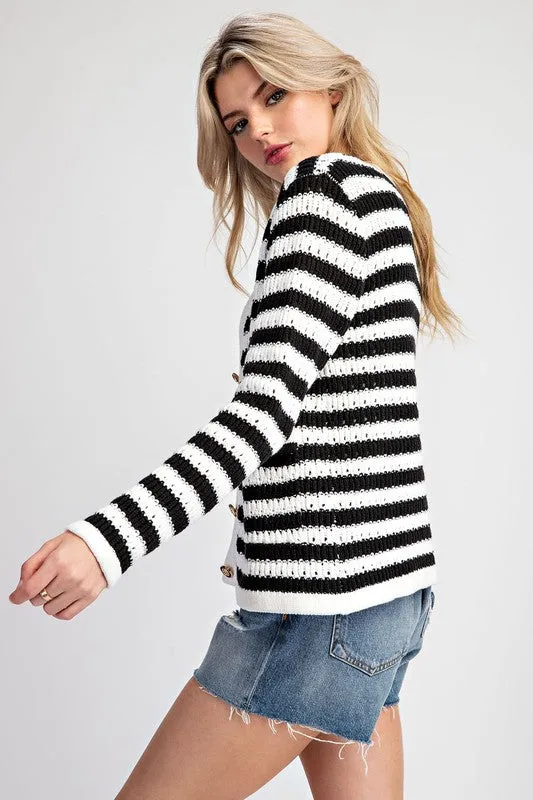 Striped Cardigan - Black