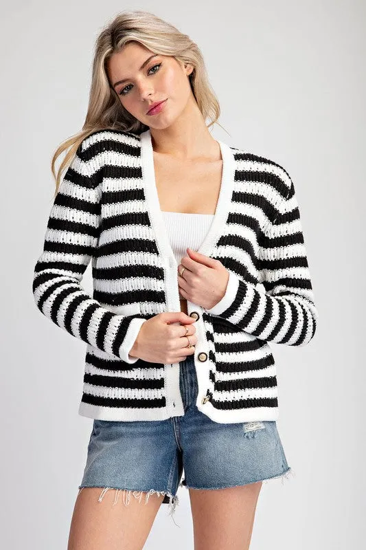 Striped Cardigan - Black