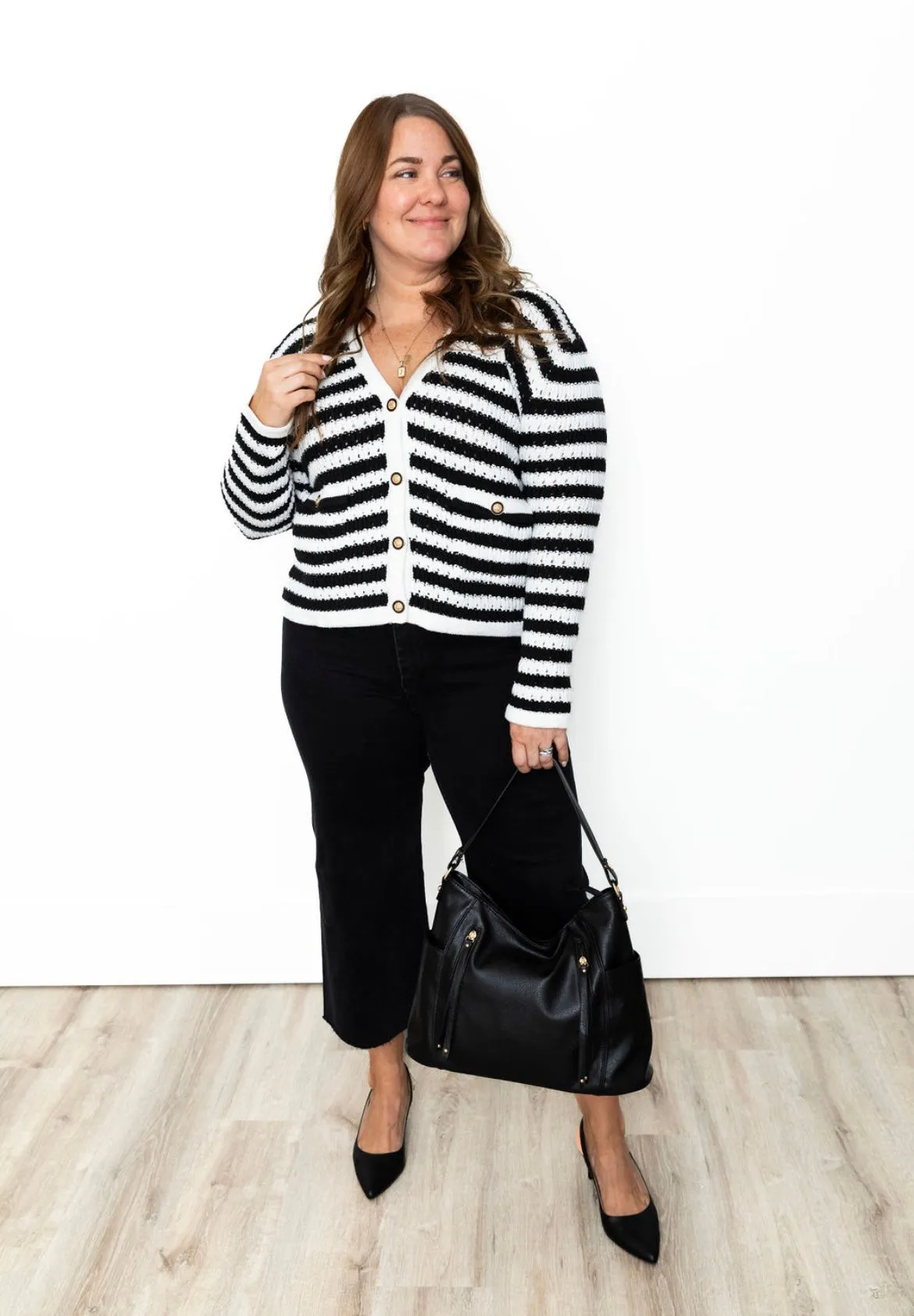 Striped Cardigan - Black