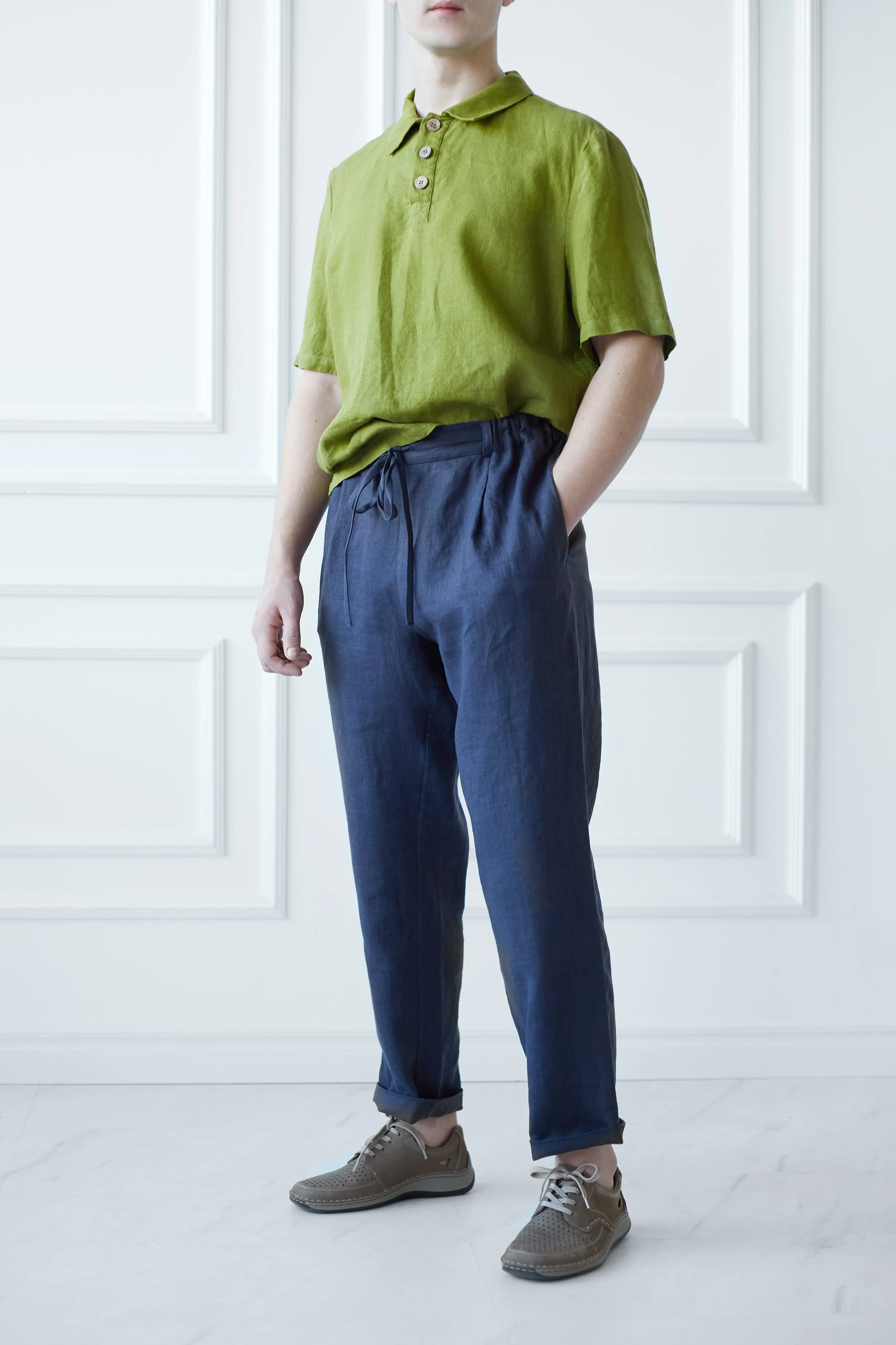Tapered Linen Pants for Men