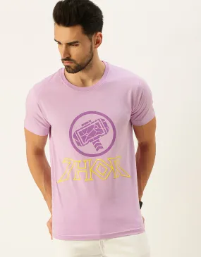 Thor Lilac Regular Fit Chest Graphic Printed Tshirt