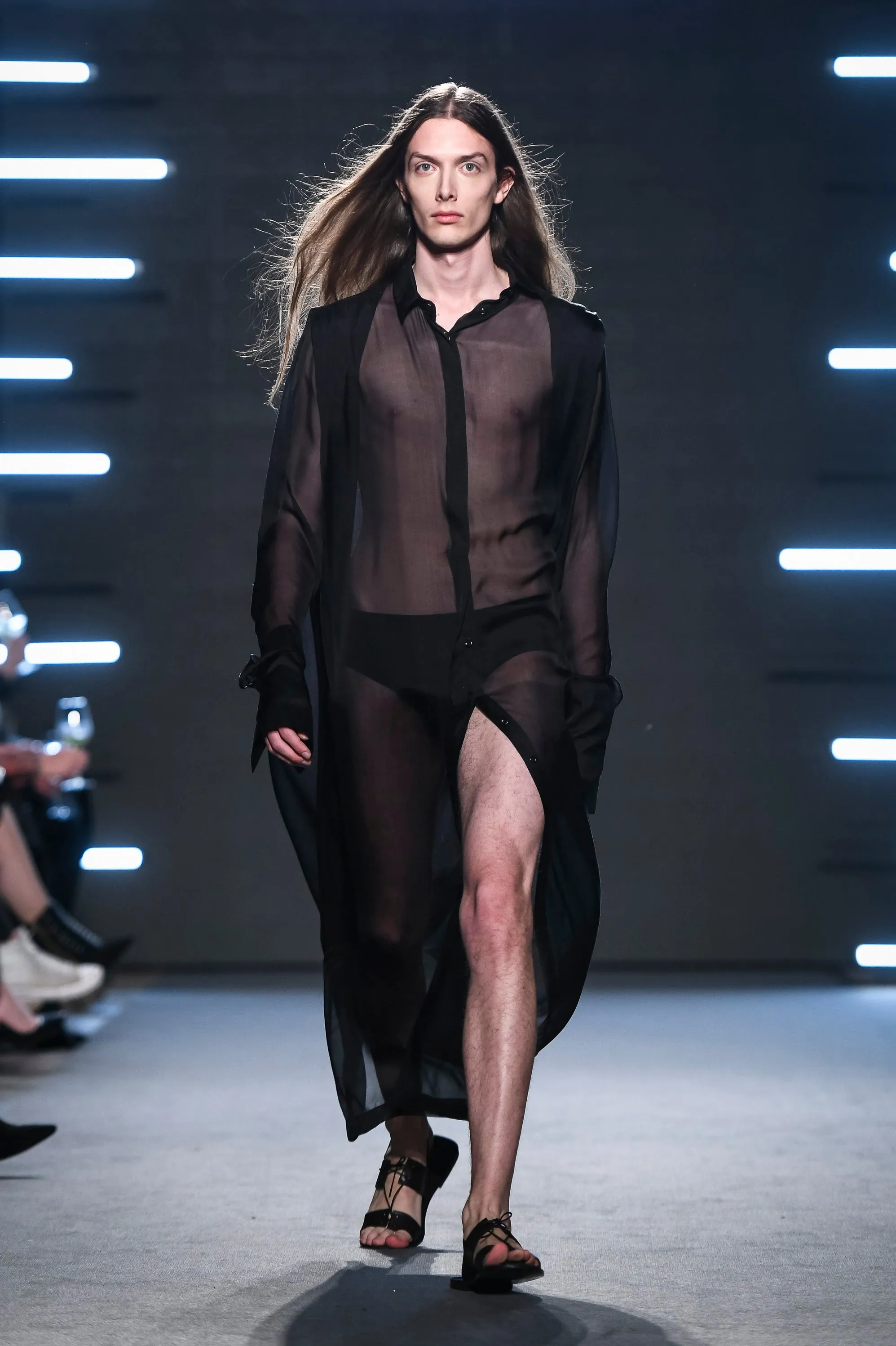 Transparent black silk shirt