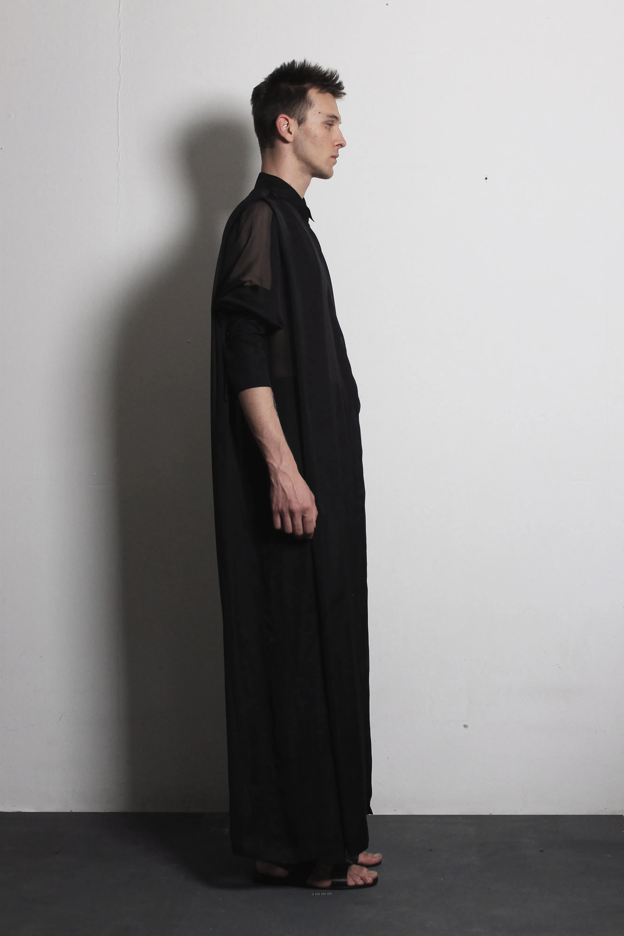Transparent black silk shirt