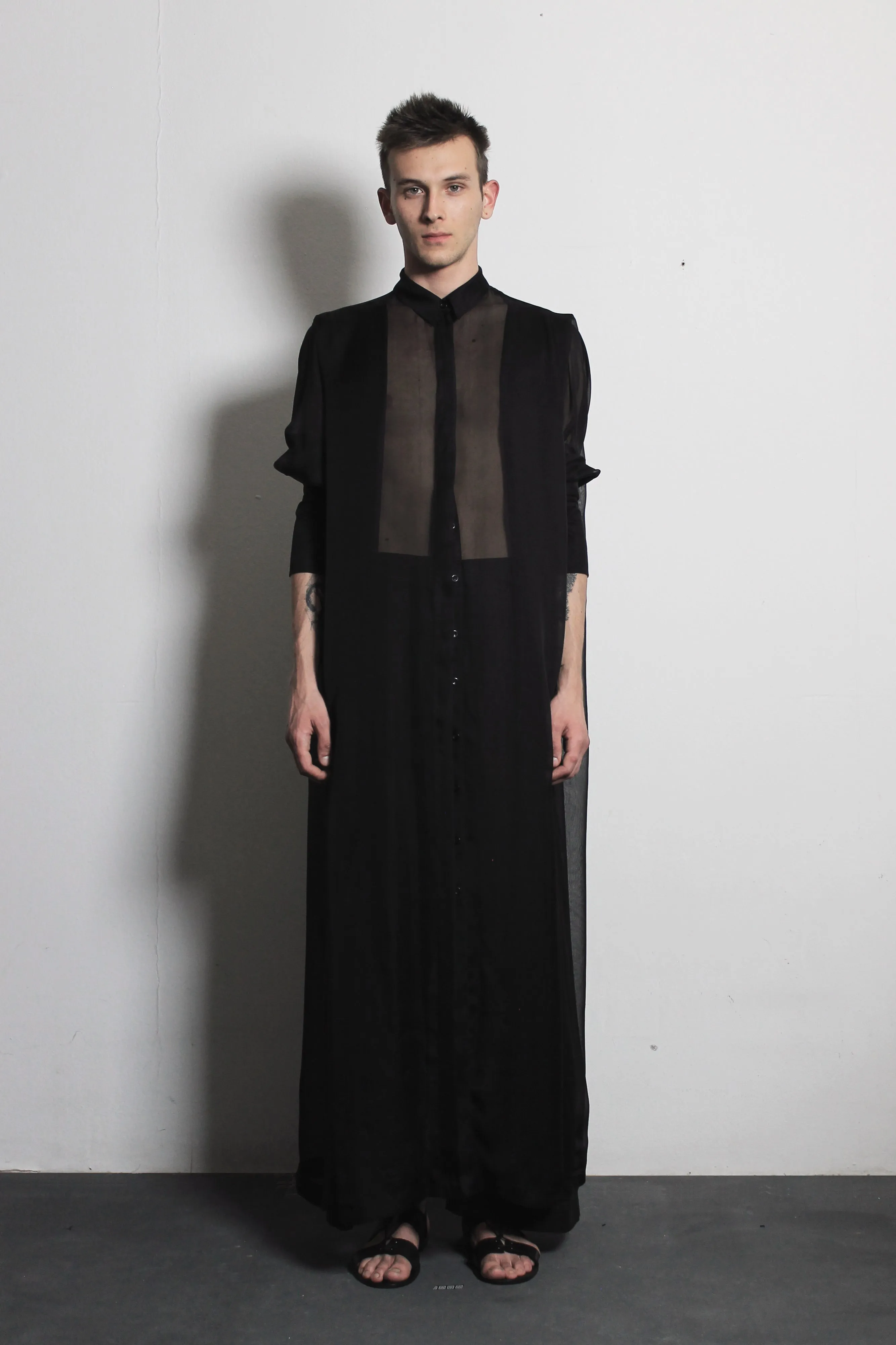Transparent black silk shirt