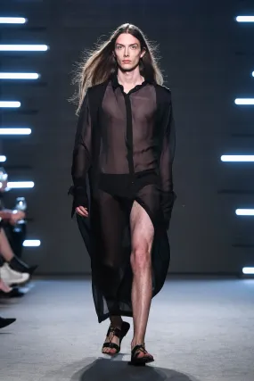 Transparent black silk shirt