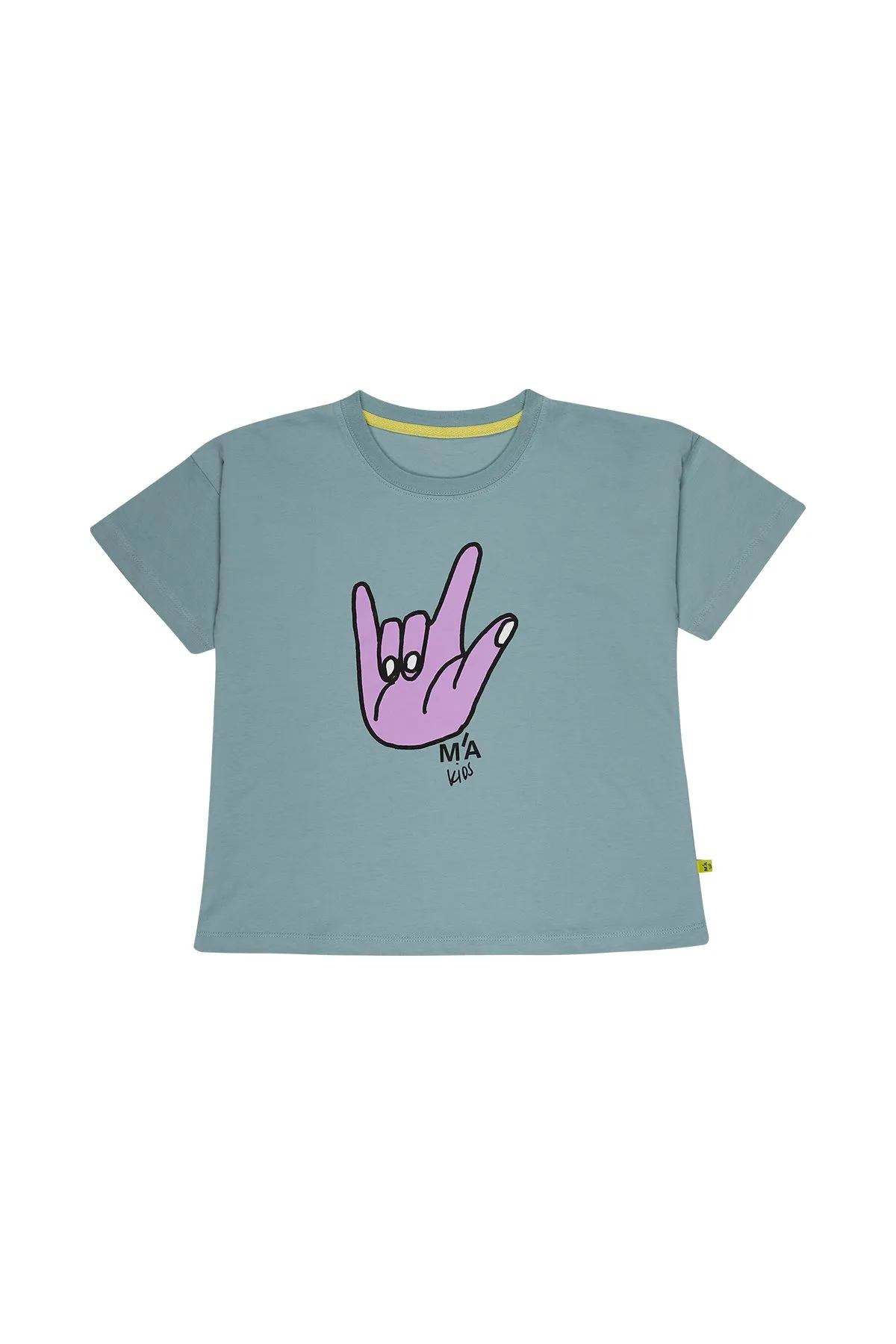 TURQUOISE HAND PRINT T-SHIRT