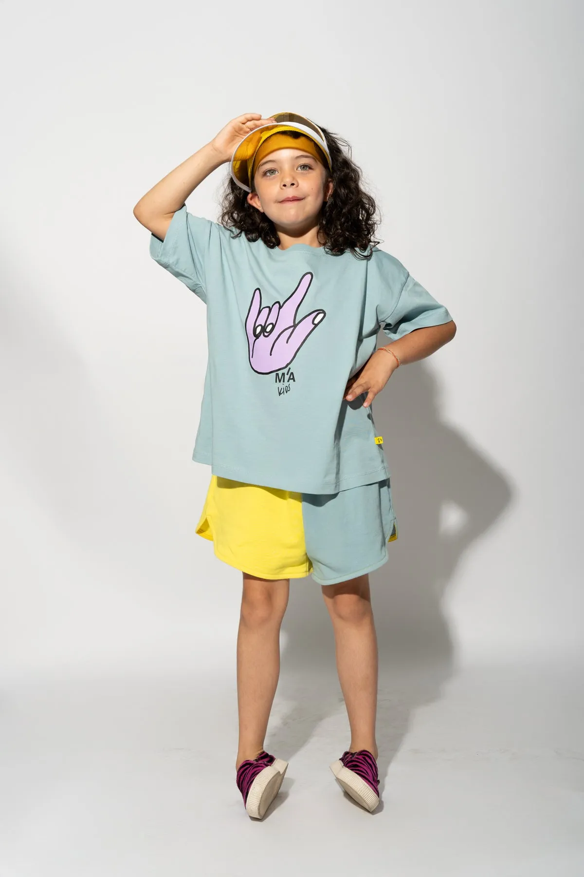 TURQUOISE HAND PRINT T-SHIRT