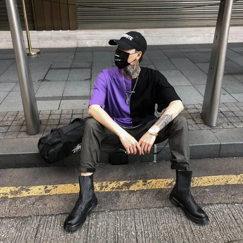Two color letter T-shirt