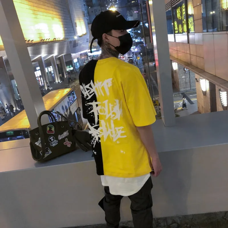 Two color letter T-shirt