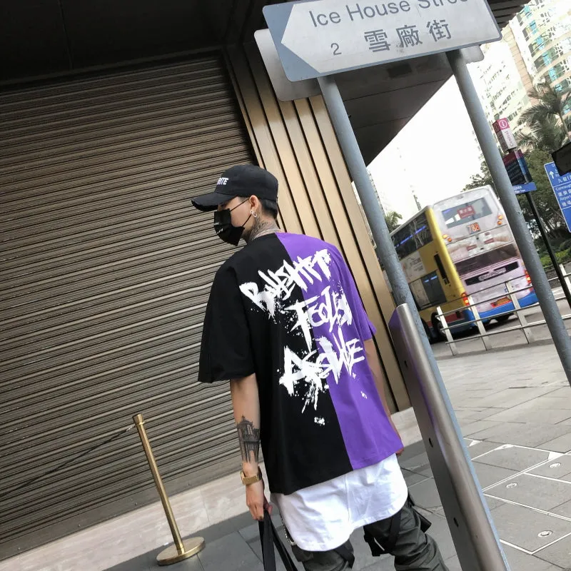 Two color letter T-shirt