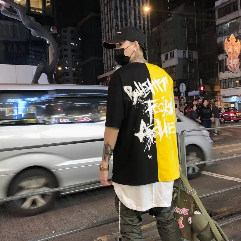 Two color letter T-shirt