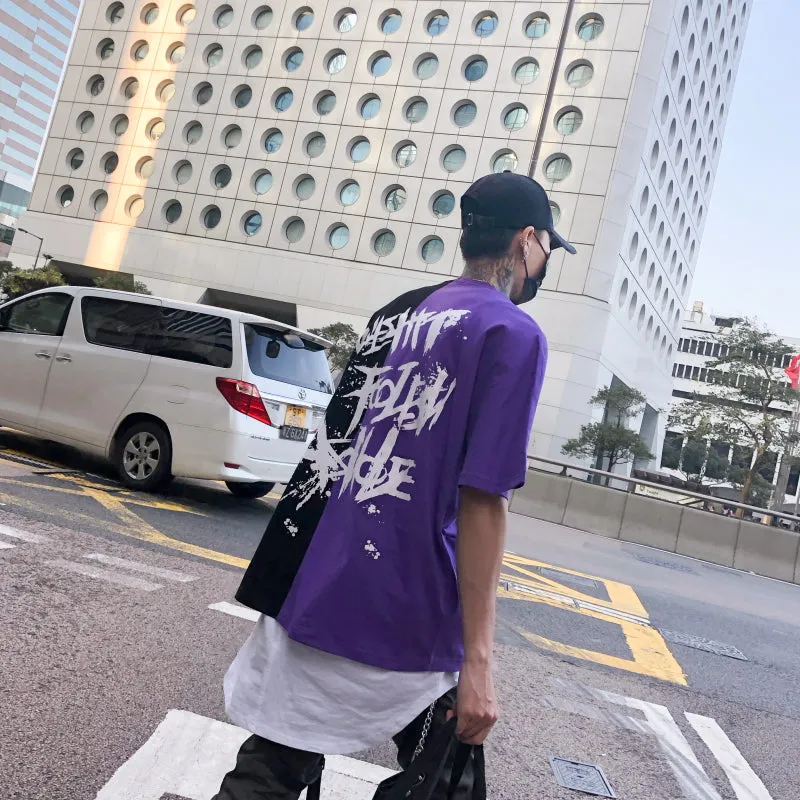 Two color letter T-shirt