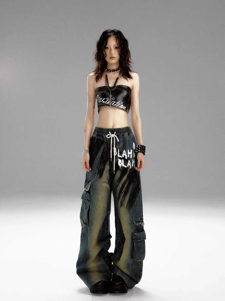Wide leg distressed jeans【s0000010298】
