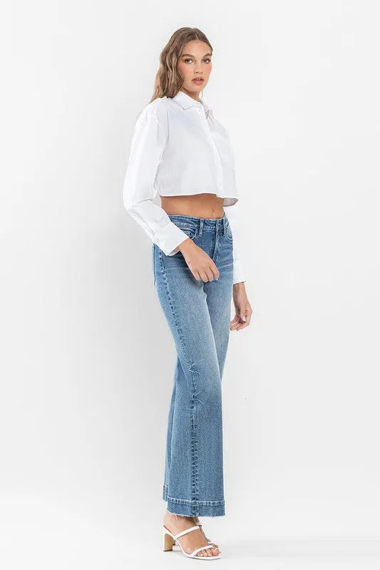 Wide Leg Jeans with Trouser Hem Detail
