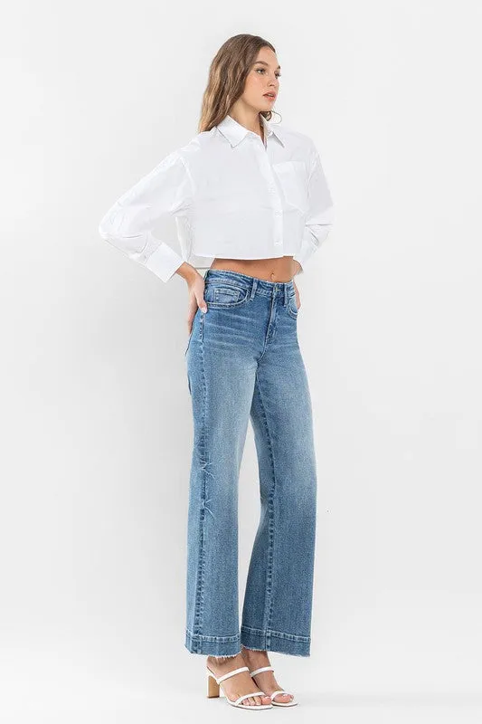 Wide Leg Jeans with Trouser Hem Detail