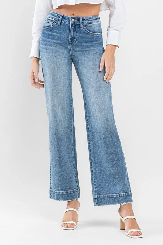 Wide Leg Jeans with Trouser Hem Detail