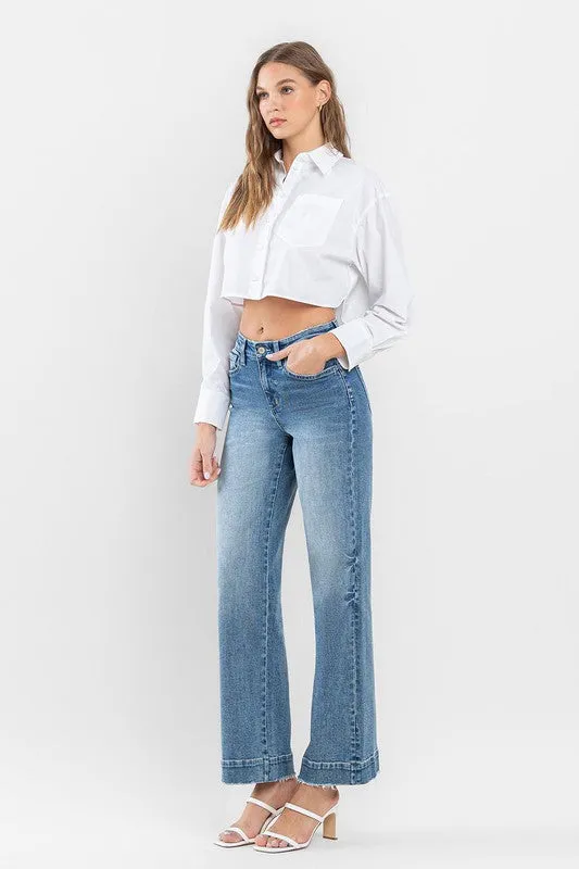 Wide Leg Jeans with Trouser Hem Detail