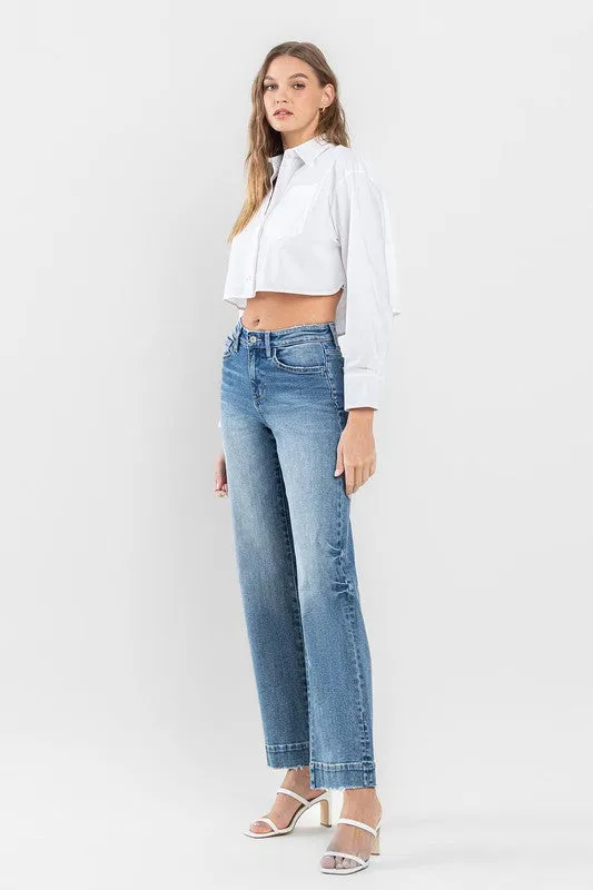Wide Leg Jeans with Trouser Hem Detail